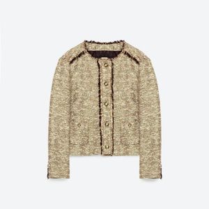 Zara Gold metallic tweed Blazer